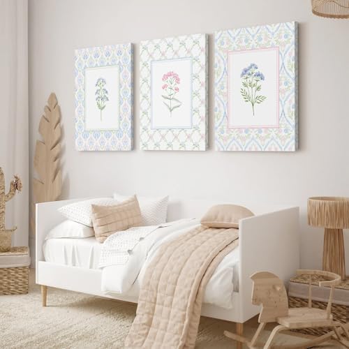 Wildflower Nursery Wall Art Decor Baby Girl Room Canvas Prints Pastel Floral - Image 5