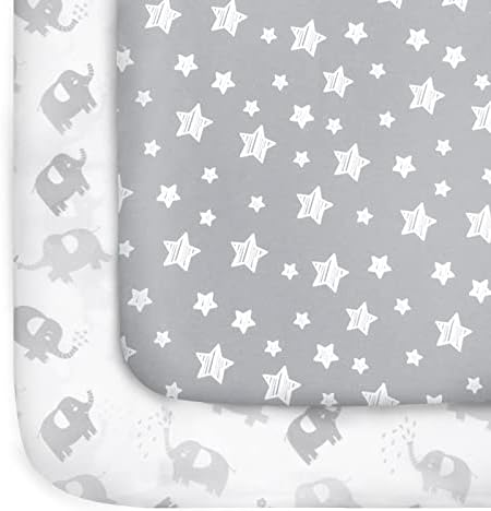 Pack and Play Sheets, Mini Crib Sheets, Stretchy Playard Fitted Sheet by Moonsea