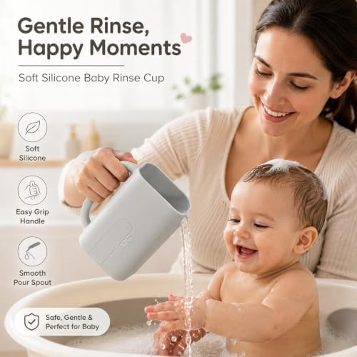 SKYROKU 30 fl.oz Silicone Baby Bath Rinse Cup, Hair Washing Cup Toddlers - Image 4