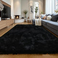 KICHOWUA Black Fluffy 9x12 Area Rug Bedroom Living Room Soft Washable Shag by KICHOWUA
