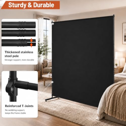 Room Divider, 72x72Inch Large Single Panel Privacy Screen - Image 3