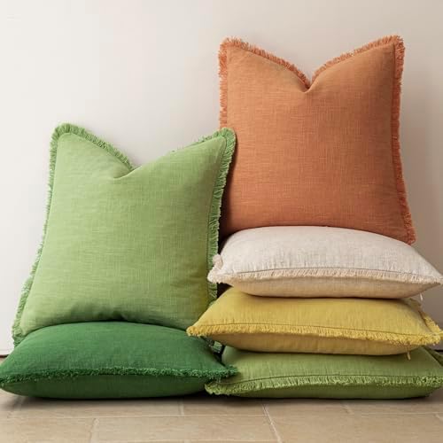 Foindtower Decorative Linen Fringe Throw Pillow Covers Cozy Boho Farmhouse - Image 6