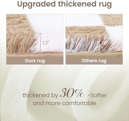 Super Soft Rug for Bedroom, 4x6 Ft Beige and White Area Rug Classic Checkered - Image 4
