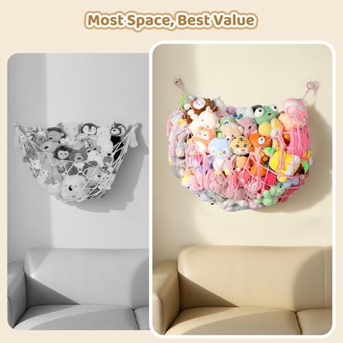 YECAYE Stuffed Animal Net, 60 Inch Plushies Storage, 1 Pack, Fairy Pink - Image 5