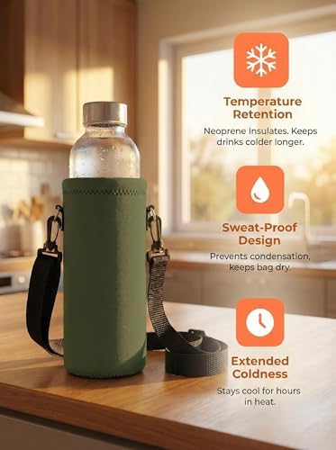 AUPET Water Bottle Bag Carrier, 24oz/32oz Insulated Neoprene bottle Sling - Image 3