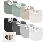 Konssy 8-Pack Muslin Baby Bibs, Adjustable Fit by Konssy