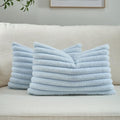 FUTEI Pack of 2 Faux Fur Throw Pillow Covers 12x20 Inch, Light Blue by FUTEI
