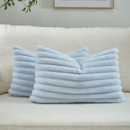 FUTEI Pack of 2 Faux Fur Throw Pillow Covers 12x20 Inch, Light Blue by FUTEI