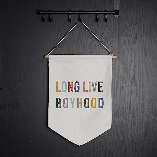 Long Live Boyhood Linen Cotton Blend Wall Art Banner, Natural Fabric Composition - Image 4