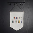 Long Live Boyhood Linen Cotton Blend Wall Art Banner, Natural Fabric Composition - Image 4