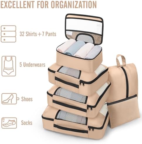 Veken 8 Set Packing Cubes for Travel Essentials, Suitcase Organizer Bags in 4 - Image 5
