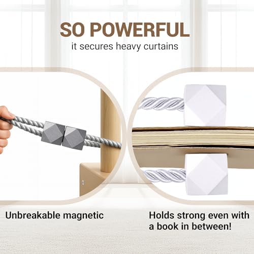 Hion Magnetic Curtain Tiebacks Grey 6pcs, Curtain Holdbacks Hooks Holders - Image 5
