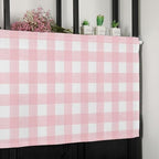 Christmas Valance Curtains for Kitchen Windows Rustic Pink White Buffalo Check - Image 7