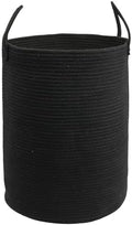 Woven Cotton Rope Laundry Basket Hamper 16" x 22" Large Black by JUNBOLE