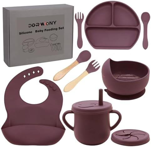 100% Silicone Baby Feeding Set, BPA Free Dishes by Dormlony