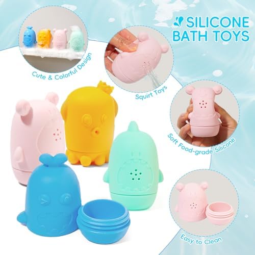 Baby Bath Toys for Kids Ages 1-3, Bathtub Pool Water Table Toys, Silicone Bath - Image 3