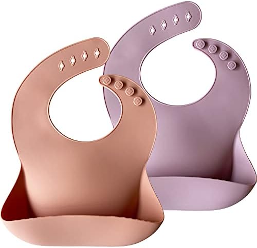 Moonkie Silicone Baby Bibs Set of 2, BPA Free Waterproof Baby Bibs by Moonkie
