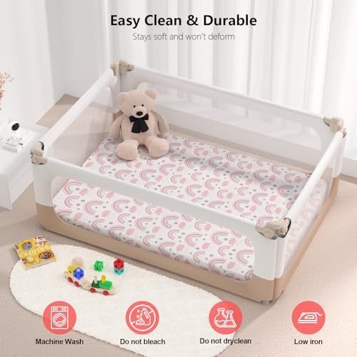 Pack N Play Sheets Fitted, Mini Crib Sheets, Breathable Soft Unisex Playard - Image 2