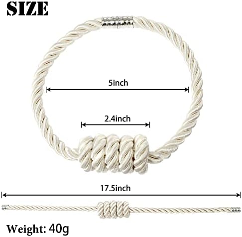 BEL AVENIR Magnetic Curtain Tiebacks 4 Pack Hand-Woven Curtain Ties - Image 2