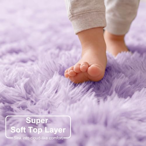 Amdrebio Light Purple Lavender Fluffy Area Rug 4x6 - Image 2