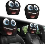 2PCS Funny Cartoon Car Headrest Covers, Cute Funny Cartoon Eyes Car Seat Head by SSFUN