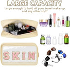 Iqimott Clear Patch Makeup Bag Skin Pouch, Preppy Personalized Chenille Letter - Image 4