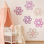 Barydat 6 Pcs Boho Nursery Decor Daisy Flower Woven Macrame Wall Hanging 3 Size - Image 3