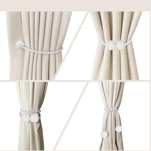 Hion Magnetic Curtain Tiebacks White 6pcs, Curtain Holdbacks Hooks Holders - Image 5