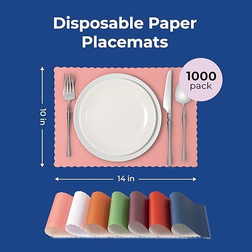 Fit Meal Prep 1000 Pack Disposable Paper Placemats, 14 x 10 Inch Pink - Image 2
