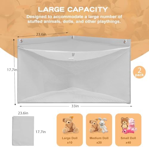 2PCS Large Corner Stuffed Animal Storage - Image 4