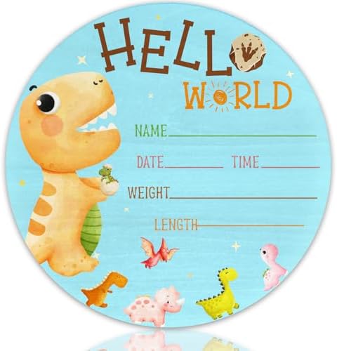 Dinosaur Baby Announcement Sign, Wooden Nursery Name Decor 6in by Unknown