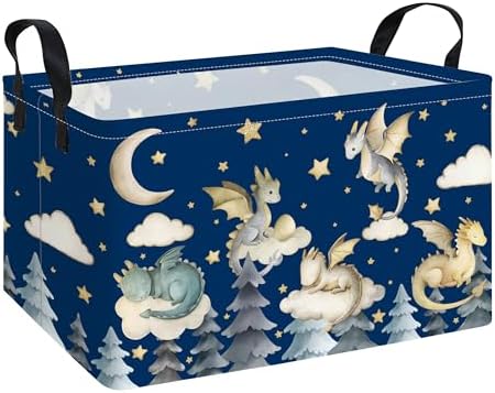 Rectangular Dragon Storage Bin, Medium Fabric Closet Organizer Basket by ONOEV