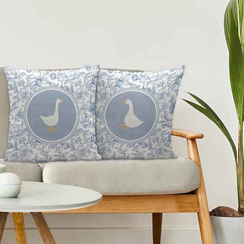 Blue and White Chinoiserie Goose Pillow Covers 18x18, Goose Nursery Decor - Image 3