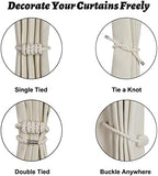 BEL AVENIR Magnetic Curtain Tiebacks 6 Pack Hand-Woven Curtain Ties - Image 3