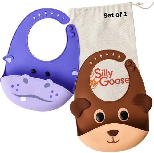 Silly Goose Set of 2 Silicone Animal Baby Bibs by SillyGoose