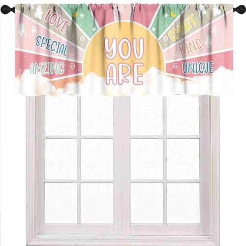 Kids Rainbow Window Valance, Colorful Inspirational Quotes Abstract by Unknown