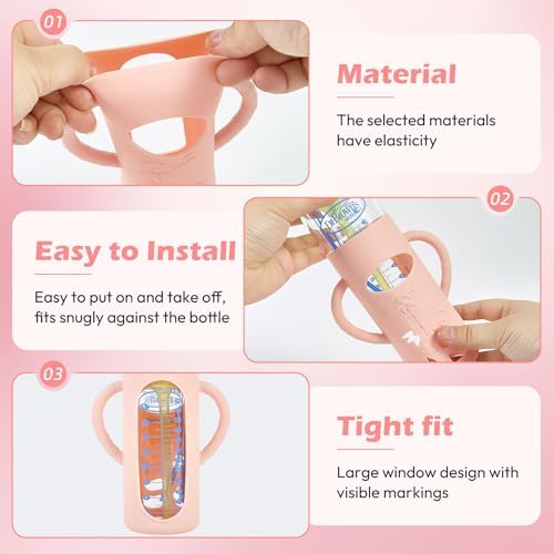 3 Pack Silicone Sleeves for Dr. Brown's Glass Baby Bottles, 8 oz - Image 5