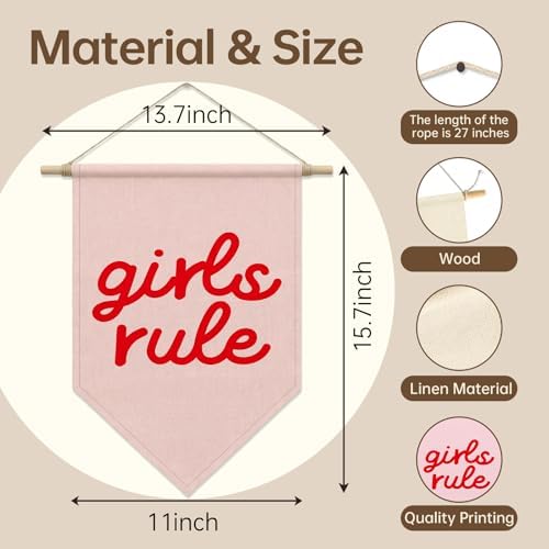 Girls Room Wall Decor, Girls Rule Pennant Hanger Banner - Image 5