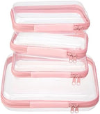 4 pcs Clear Zipper Pouches, Hard Shell Zipper Case, Toiletry Bag by WELPIRT