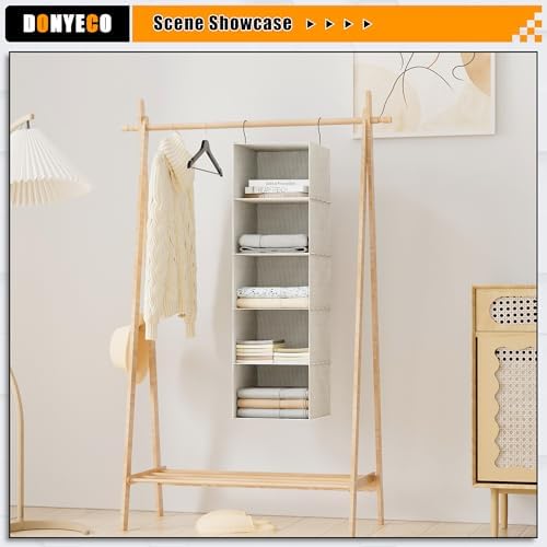 Hanging Closet Organizer 5-Tier, Oxford Wardrobe Storage - Image 5