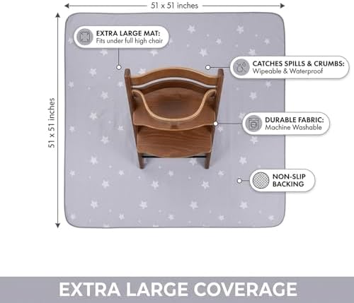 Splat Mat for Under High Chair, Waterproof Washable High Chair Floor Mat - Image 2