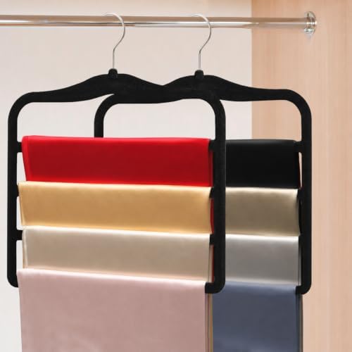 2 Pack Non-Slip Velvet Pants Hangers, Magic Space Saving Closet Organizers by JUUBAOOPN