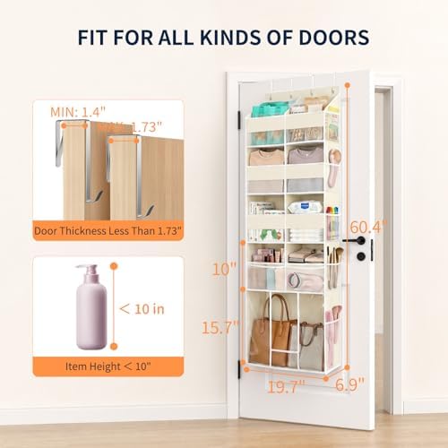 Yecaye Over the Door Organizer 5-Shelf, Behind the Door Storage 80lbs Capacity - Image 2
