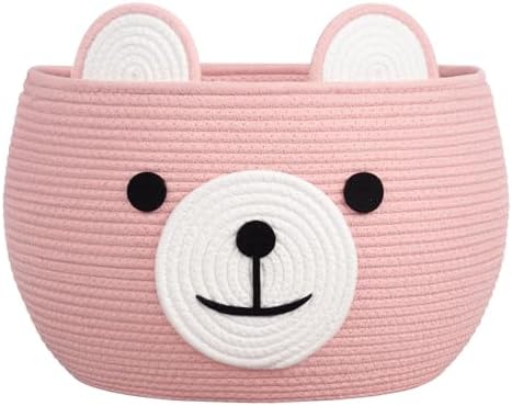 CherryNow Large Baby Basket for Gifts Empty, Cute Bear Design, Brght Pink by CherryNow