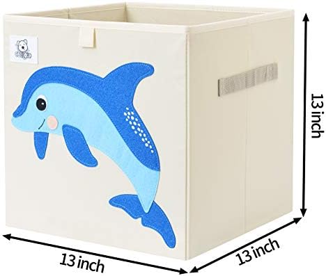 13 Inch Animal Cube Storage Bins, Foldable Fabric Kids Toy Box & Toy Chest - Image 2