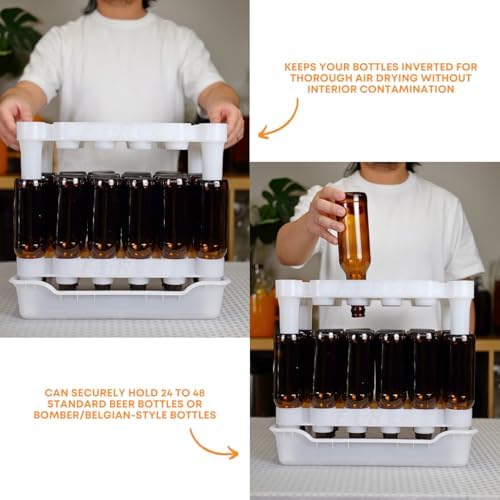 24-Bottle Wine Bottle Drying Rack | Stackable | White - Image 5