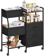 Somdot Baby Diaper Caddy Organizer, 3-Tier Rolling Cart by Somdot