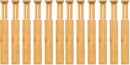 VaeFae 12-Pack Adjustable Bamboo Drawer Dividers, Expandable Drawer Organizer by VaeFaeDirect