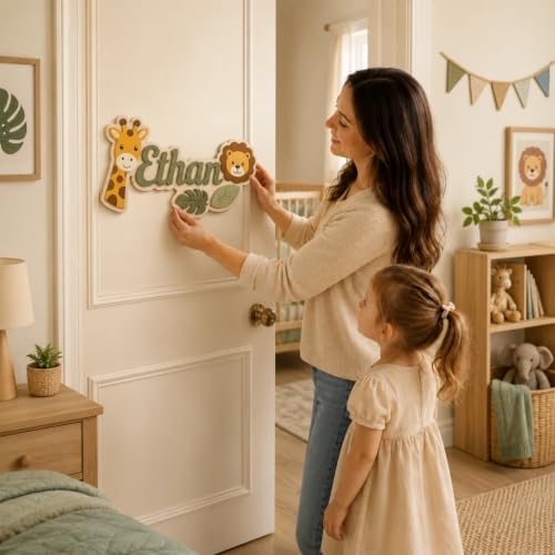 Custom Wooden Name Sign for Baby Nursery, Kids Room Door & Wall Decor - Image 5