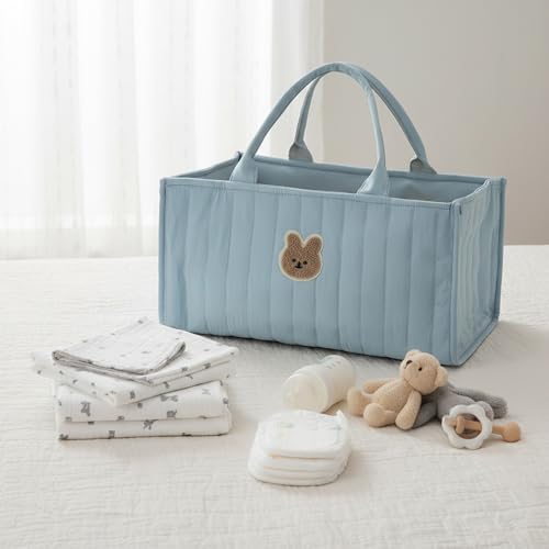 Quilted Fabric Storage Basket Floral Baby Diaper Caddy Quilted Basket - Image 3
